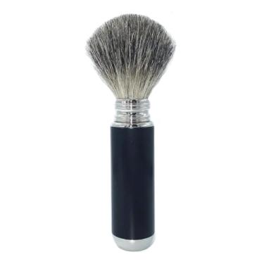 Imagem de Magyfosia Escova de barbear clássica portátil para viagem, escova de espuma de limpeza facial com nó de texugo macio, ferramenta de cuidados com cabo de metal para homens
