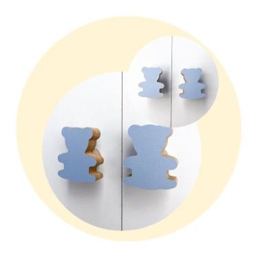 Imagem de 3 Puxadores Urso Animais Infantil Gaveta Móveis Cômoda Bebê - Souvenir