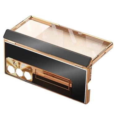 Imagem de LYJSMGZ Capa de metal para Samsung Galaxy Z Fold 7, capa protetora de tela luxuosa com suporte de caneta, dobradiça, capa de alumínio antiarranhões, preta, dobra 7