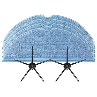 Imagem de HUAYUWA Kit de acessórios para aspirador de pó compatível com Roborock S7 MaxV Ultra/S7max/S7/T7S/T7Splus/G10/G10S/G10Spro/G10Spure (4 panos de limpeza + 2 escovas laterais pretas)