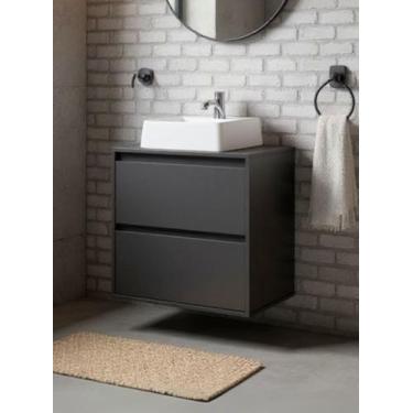 Imagem de Gabinete para Banheiro com Cuba 60cm Mdf Grafite Dubai - On Móveis