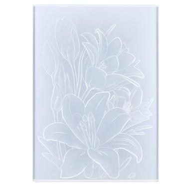 Imagem de CRASPIRE Pasta de gravação floral 3D pastas em relevo plástico branco primavera padrão textura papel máquina de fundo estêncil para artesanato DIY artes cartões fazendo scrapbooking decorações