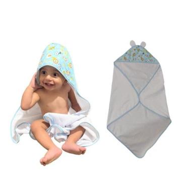 Imagem de Kit 2 Toalhas de Banho p Bebê Poliéster Atoalhado com Capuz - Shopy Lu