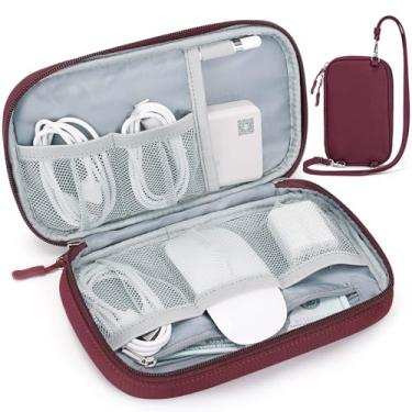 Imagem de FYY Bolsa Organizadora De Cabos Viagem - Ampliar Estojo Transporte Eletrônico Portátil À Prova D'Água, Armazenamento Acessórios Para Cabos, Carregadores, Telefones, Fones Ouvido, Vinho Tinto