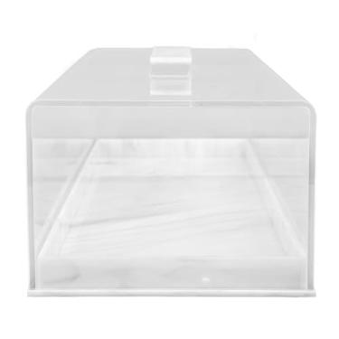 Imagem de Aramox Bandeja de Prato de Placa de Bolo Retangular, Suporte de Retângulo Multifuncional Com Tampa de Tampa, Pastelaria Portador de Sobremesas para Festa, Cozinha, Casamento, chá,