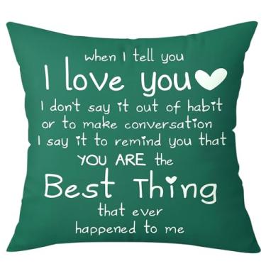 Imagem de OTOSTAR Capa de almofada estampada nos dois lados 61 x 61 cm When I Tell You I Love You Presentes de aniversário fronha quadrada para namorada marido esposa romântico dia dos namorados decorativa