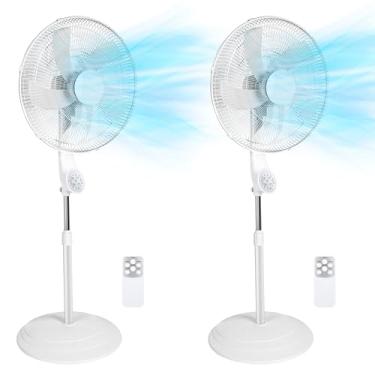 Imagem de Aottop Ventilador oscilante branco de 45,7 cm, pacote com 2, controle remoto, 3 velocidades, temporizador - ideal para quarto, sala de estar, escritório