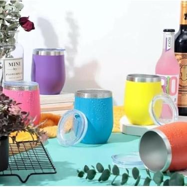 Imagem de Copo Térmico Multicolorido, 350ml, Aço Inoxidável, Mantém Bebidas Quentes e Frias, Tampa com Vedação