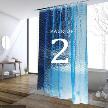 Imagem de jssablo Forro de cortina de chuveiro, pacote com 2 cortinas de chuveiro Eva 100% à prova d'água com 3 ímãs de fundo pesado e 12 ilhós à prova de ferrugem, forro de chuveiro ponderado 72x72 para box de
