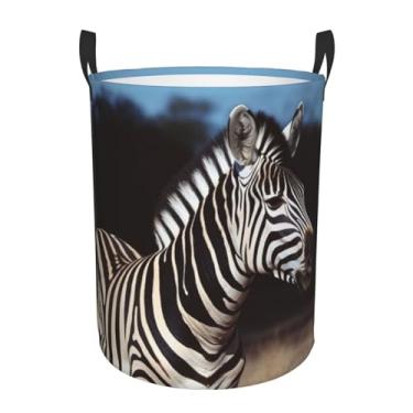 Imagem de Cesta de roupa suja animal zebra dobrável à prova d'água cesto de armazenamento de roupas com alças pano oxford organizador de brinquedos cesta para banheiro, lavanderia, quarto, médio