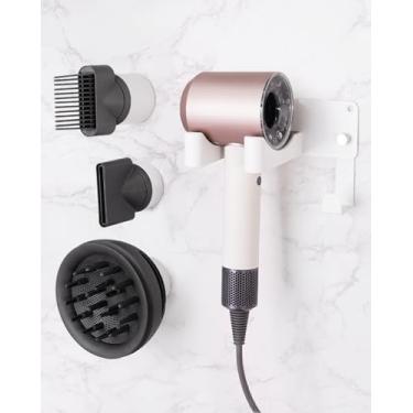 Imagem de Suporte de secador de cabelo montado na parede, suporte de secador de cabelo de alumínio, suporte de secador de cabelo para banheiro Dyson Suporte de secador de cabelo supersônico montado na parede