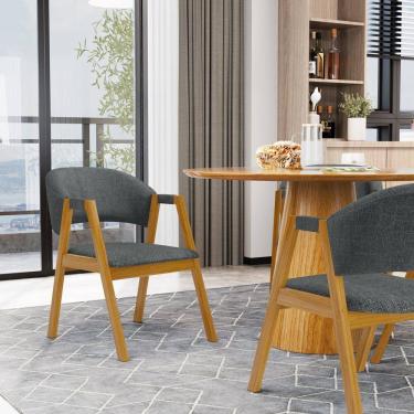 Imagem de Kit Com 2 Cadeiras Leticia Madeira Maciça Estofada Para Mesa De jantar