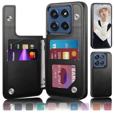 Imagem de DJDUCK Capa carteira projetada para Moto G Stylus 2025 com suporte para cartão, [capa de fecho magnético] [proteção de couro com bloqueio de RFID] à prova de choque feminina e masculina para Moto G