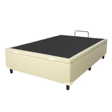 Imagem de Cama Box Casal com Baú Blindado, Pistão a Gás e Revestimento Suede Beg