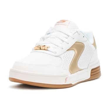 Imagem de Skechers Tênis feminino clássico Viper Court, Branco/Ouro, 41