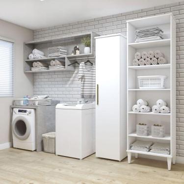 Imagem de Lavanderia Modulada Campinas 2 Arm 1 Pta 9 Prat Kaiki Móveis Branco