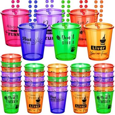 Imagem de 12 peças de vidro de shot em colar de contas de plástico colar copos de shot de vidro impertinente lembrancinhas para adultos e adolescentes presentes de aniversário de despedida de solteira suprimentos para festa de casamento, 6 estilos