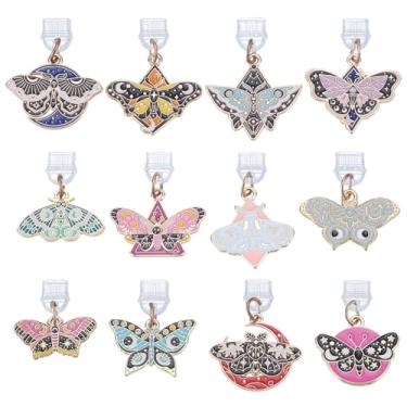 Imagem de PLIGREAT 12 peças de pingentes coloridos tipo C, plugues antipoeira borboleta de mariposa, plugues de porta de carregamento USB, pingentes, plugue móvel à prova de poeira com borboleta de liga para a