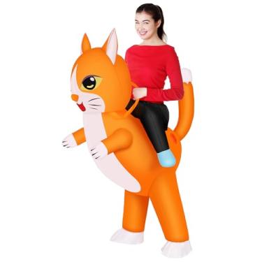 Imagem de M MH ZONE Fantasia inflável de pato para adultos em fantasias engraçadas de Halloween cosplay fantasia explosiva, Laranja, Adult