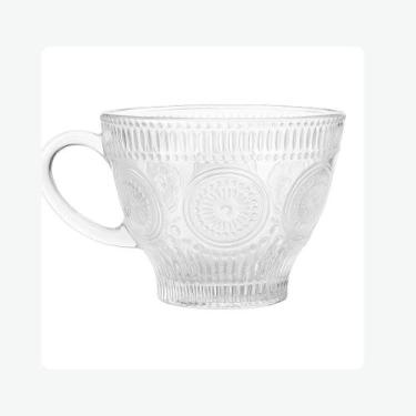Imagem de Jogo 6 Xícaras Vidro Transparente Dumiat Flowers Mandala Chá Café Eleg