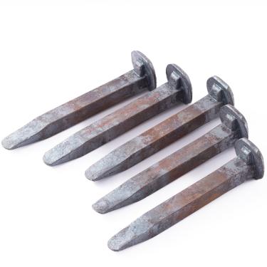 Imagem de Pacote com 5 pontas ferroviárias de 14 cm – estoque de forjamento de aço carbono para projetos de metal DIY, prática de ferreiro, decoração rústica e material de artesanato industrial