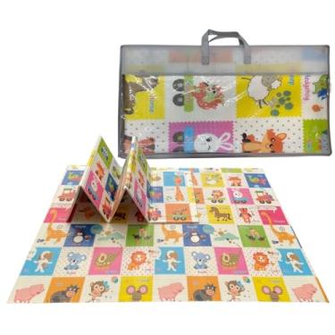 Imagem de Tapete Infantil Atividades Tatame Emborrachado Dupla Face Dobrável Fácil de guardar 150 x 200cm Animais Coloridos