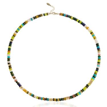 Imagem de Colares de contas coloridas para mulheres, colar gargantilha de pedra natural de aço inoxidável com pedras preciosas, colares boêmios, joias de praia para mulheres, presente para meninas, amigas
