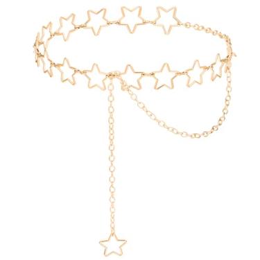 Imagem de ElevateTech Corrente de cintura feminina estrela de metal ajustável plus size corrente corpo bonito acessórios decorativos adequados para uso formal jeans vestidos calças casuais presentes para