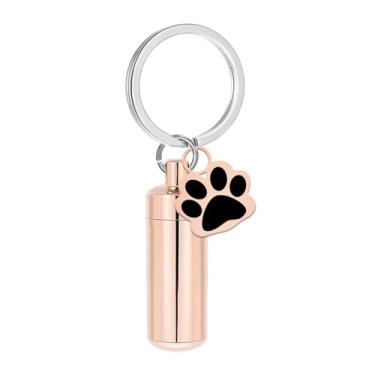Imagem de Dualoai Urna para animais de estimação, chaveiro, urna para lembranças, recipiente compacto, suporte para pelos de cachorro, chaveiro resistente, enfeite, Rosa Ouro