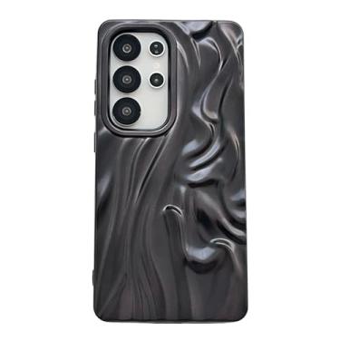 Imagem de Caseative Capa para Samsung Galaxy S23, ondulação de água plissada, padrão ondulado, ondulado, macio, compatível com capa Samsung (preta, Samsung Galaxy S23)