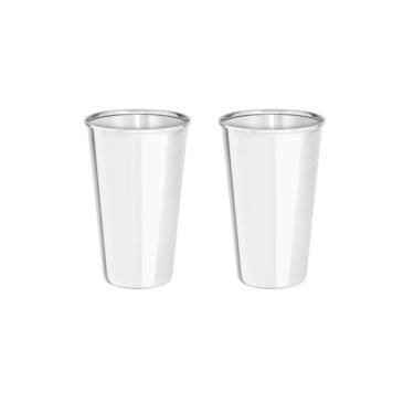 Imagem de Kit 2 Copos Aço Inox Agua Suco Resistente 200Ml Inquebrável