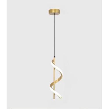 Imagem de Luminária de Teto Pendente LED Moderna 3 Cores Lustre Espiral Plafon para Sala, Quarto, Cozinha e Corredor – Design Criativo e Durável(Ouro (A1))