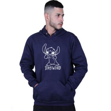 Imagem de Moletom Unissex Canguru Lilo Stitch Stay Weird - Lafre, Azul marinho, 
