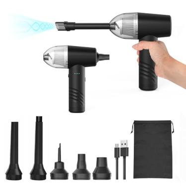 Imagem de 3-IN-1 Air Duster Inflator Bomba de Vácuo 3 engrenagem ajustável 50000RPM recarregável sem fio Air Blower com motor escovado 7 Bicos substituíveis para teclado PC Limpeza Swim