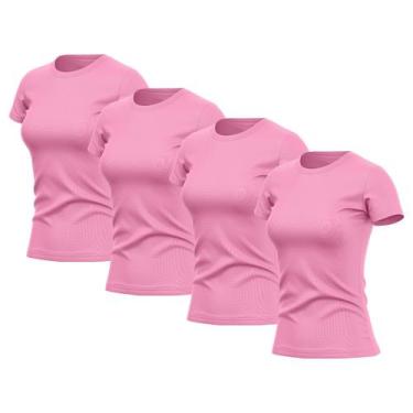 Imagem de Kit 4 Camisetas Feminina Dry Fit Básica Lisa Proteção Solar UV Térmica