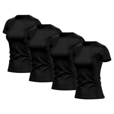 Imagem de Kit 4 Camisetas Feminina Dry Fit Básica Lisa Proteção Solar UV Térmica