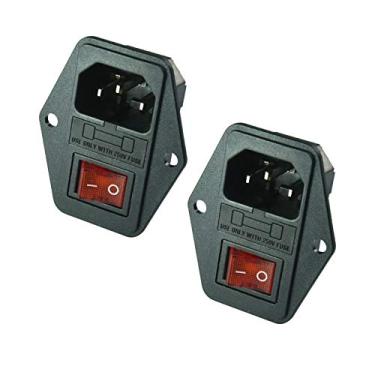 Imagem de 3 pinos IEC320 C14 módulo de entrada plugue fusível interruptor macho tomada 10A 250V (pacote com 2)