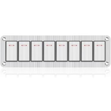 Imagem de xhtechnology Painel De Interruptores Balancim Alumínio 8 Vias - 12 V/24 V, 3 Pinos Liga/Desliga, Pré-Cabeado, À Prova D'Água, Para Barcos, Automóveis, Trailers