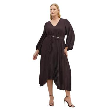 Imagem de City Chic Vestido feminino plus size - Amara plissado midi, Chocolate, 48