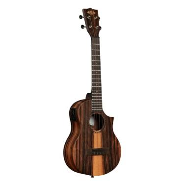 Imagem de Ukulele Tenor Tri-Top Kala Amara com recorte e equalizador – presente, design de madeira impressionante, elétrico-acústico, tom rico, ukulele de 4 cordas