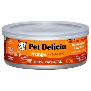 Imagem de Ração Úmida Pet Delícia Natural Frango com Mamão Saúde Intestinal - 110 g
