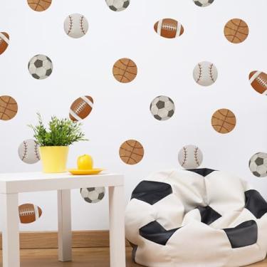 Imagem de Sports Balls Wall Decal,Football Sports Wall Stickers,Removable Athletic Balls Art Decor Sticker,Basketball,Rugby, Baseball, Football Decal for Boys Playroom, Bedroom, Classroom, Living Room