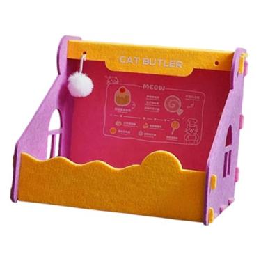 Imagem de MotiveTech Cama de feltro para gatos, móveis para animais de estimação, respirável, antiderrapante, caverna para gatos, gatinhos, dentro de casa, Rosa Amarelo