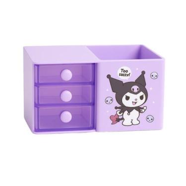 Imagem de Porta Lápis e Canetas Roxo Sanrio Kuromi Organizador 13cm x 06cm x 06c