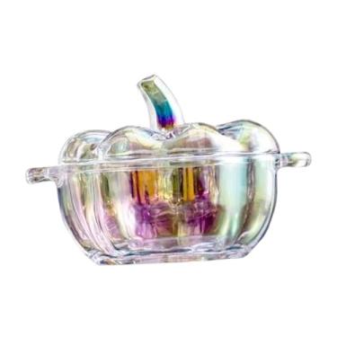 Imagem de Generic Prato de vidro para doces com tampa, organizador de potes de doces, pote de biscoitos, tigela em formato de abóbora para centro de mesa de festa, Colorida