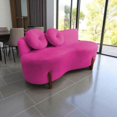 Imagem de Namoradeira Sofá Feijão Lounge Orgânica Veludo Rosa Pink - Mazzero Dec