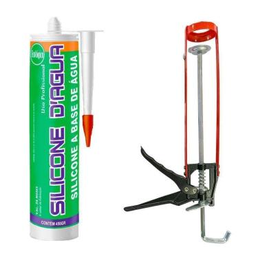 Imagem de Kit Silicone Cinza 450G Selante Acrílico Com Aplicador