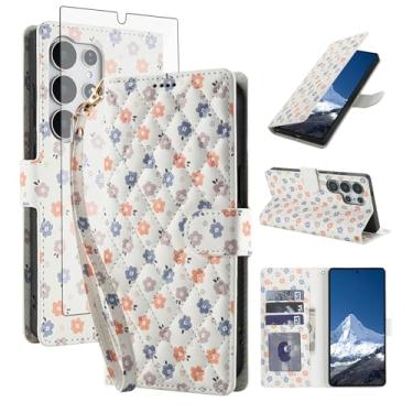 Imagem de Asuwish Capa de celular para Samsung Galaxy S25 Ultra 5G carteira celular com protetor de tela de vidro temperado porta-cartão de flores com suporte para cartão S25Ultra 25S S 25 25Ultra 6,9 2025