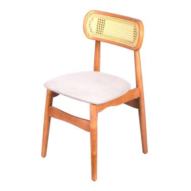 Imagem de Cadeira Bossa Estofada com Encosto Palha - Cinza