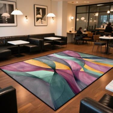 Imagem de Tapete para sala de estar, lavável, grande, estilo abstrato, decoração de área, capacho vermelho para entrada (100x200cm, 39,4x78 pol./CX035-flannel-8)